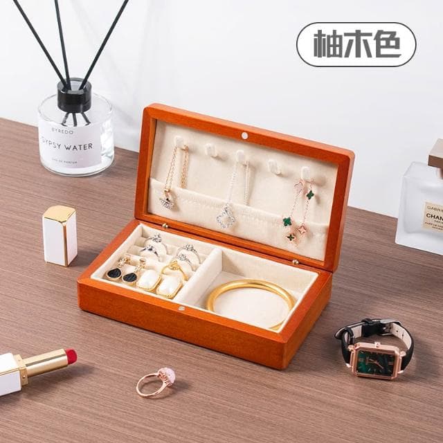 木質首飾盒精緻高檔飾品盒大容量黃金耳飾項鏈飾品頭飾收納盒結婚
