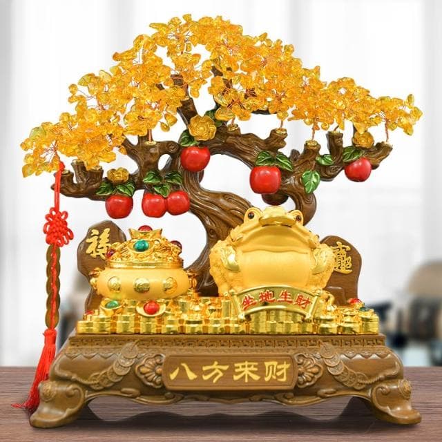 金蟾招財擺件黃水晶發財搖錢樹辦公室收銀臺飯店高檔大氣開業禮物