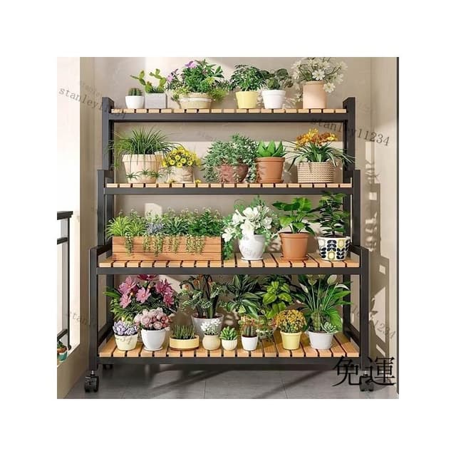 💖花盆架盆栽架子 花盆架 植物架 盆栽架子 2024新款花架可移動帶輪置物架階梯客廳落地式多層花架子陽臺室外