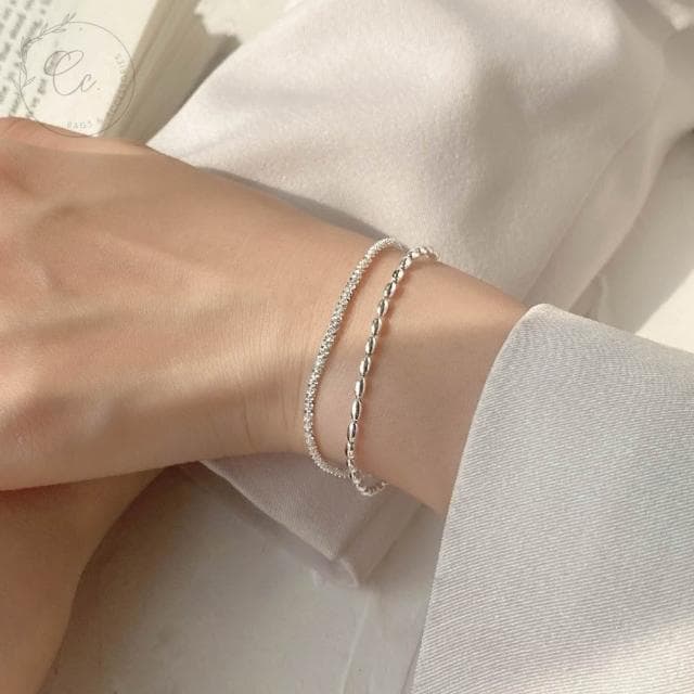 希西小包商 Clacci 925純銀 米粒雙層手鍊 雙層手鍊純銀手鍊韓系簡約氣質情人節禮物生日禮物 C166