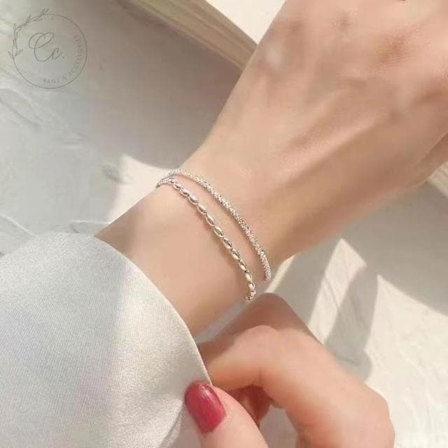 希西小包商 Clacci 925純銀 米粒雙層手鍊 雙層手鍊純銀手鍊韓系簡約氣質情人節禮物生日禮物 C166