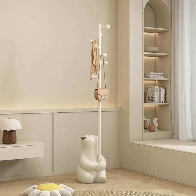 衣帽架 原創設計笨笨熊衣帽架 落地臥室奶油風掛衣包架 喬遷新居禮物擺件