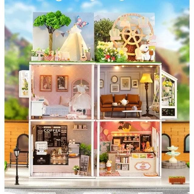 大旺小舖:台北現貨DIY小屋悠然咖啡店 我的小場景系列 袖珍屋娃娃屋材料包 生日結婚母親節情人節聖誕交換禮物 實體店面