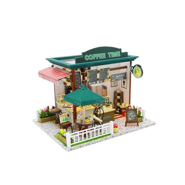 大旺小舖:DIY小屋時間咖啡屋 袖珍屋娃娃屋材料包 生日結婚母親節情人節聖誕交換禮物 實體店面
