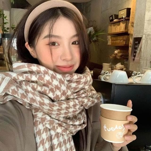 JMI 情侶百搭千鳥格圍巾  拚色千鳥格圍巾  小流蘇拚色千鳥格圍巾  圍巾 男女圍巾 保暖