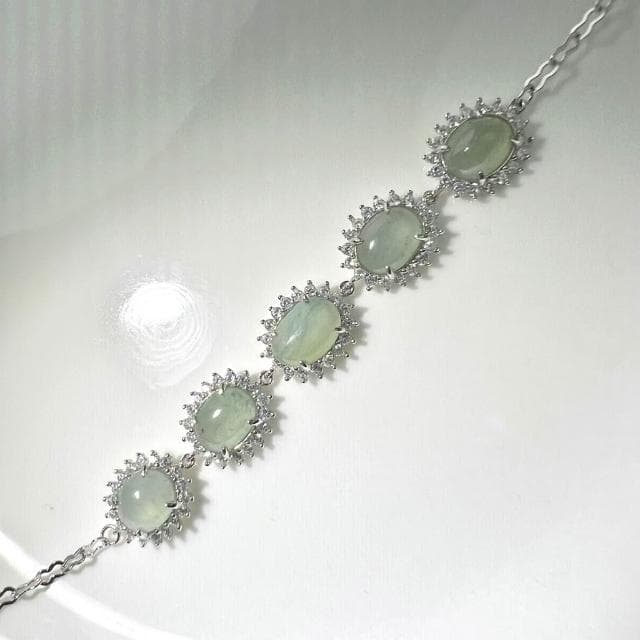 【玉我翡翠】925銀手鍊 手鏈 純銀 銀飾 緬甸A貨翡翠 純銀手鏈 A7904 玉我翡翠  情人節禮物