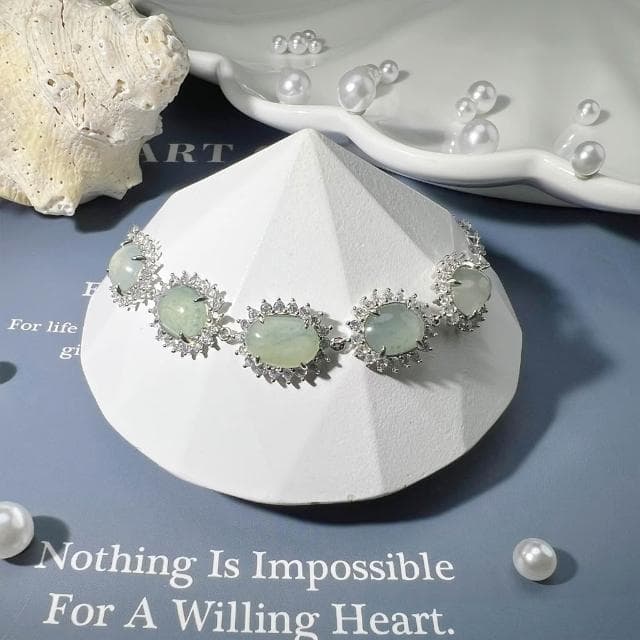 【玉我翡翠】925銀手鍊 手鏈 純銀 銀飾 緬甸A貨翡翠 純銀手鏈 A7904 玉我翡翠  情人節禮物