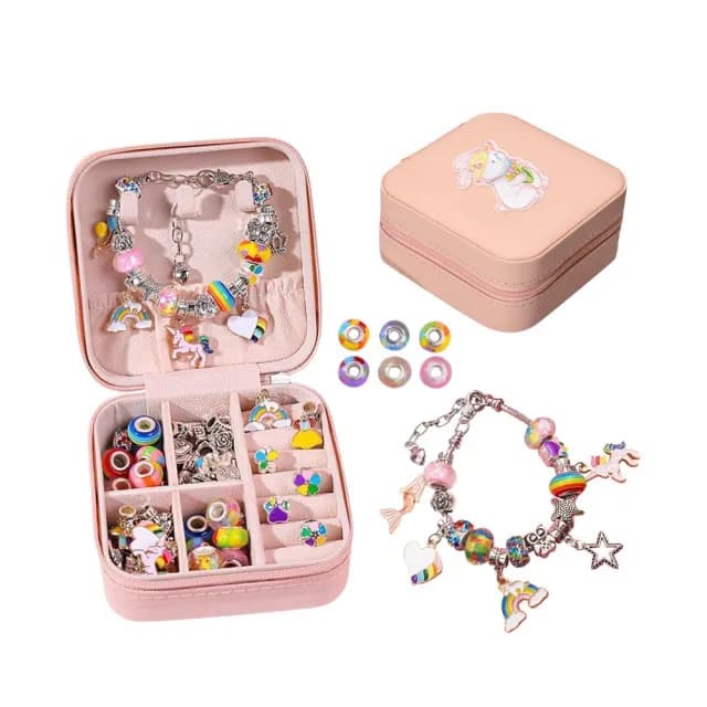 【雪倫小舖】女孩手工串珠 兒童串珠 兒童手鏈 diy手工串珠 益智串珠 首飾盒 生日禮物