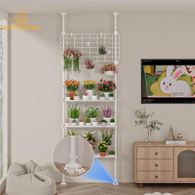 多肉花架置物架 陽臺層架 頂天立地客廳支撐杆 展示架室內植物擺放架 陽台置物架 植栽架 窗臺 花架壁掛植物架 植物掛架