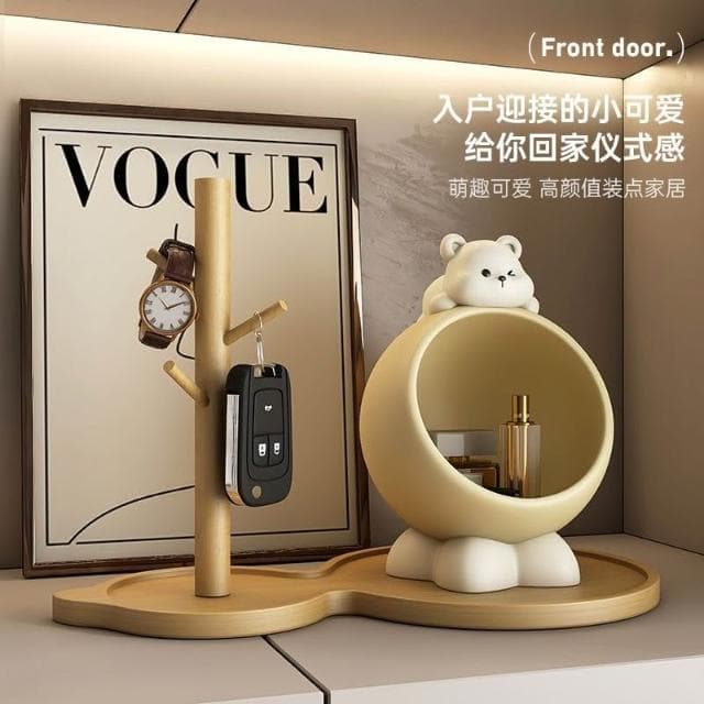 小熊置物架 玄關置物架 鑰匙收納 放鑰匙 玄關鑰匙收納 置物架 桌麵擺件 玄關擺飾 喬遷 禮品