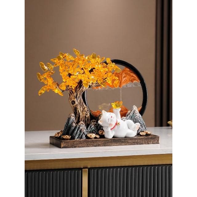 發財樹招財進寶擺件招財貓流沙畫辦公室喬遷開業大吉禮物高檔禮品