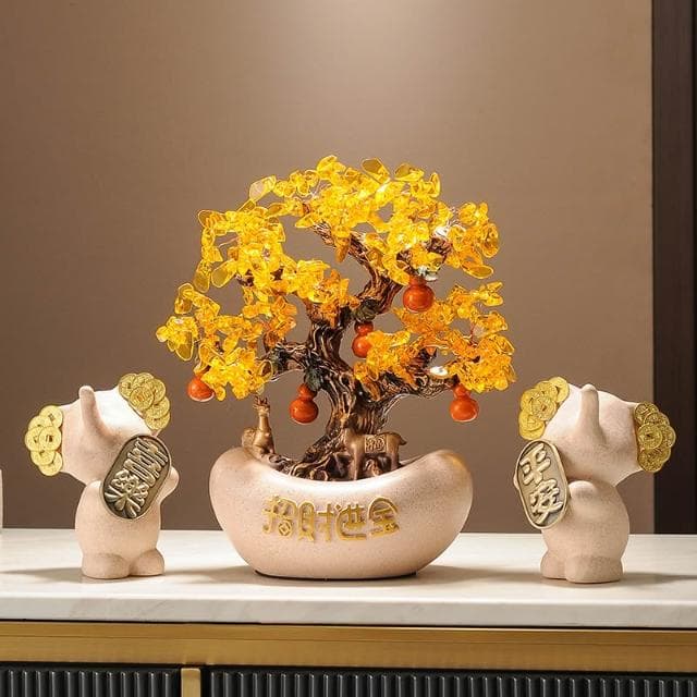 發財樹搖錢樹金元寶新中式擺件辦公室前臺酒櫃裝飾喬遷開業禮物品
