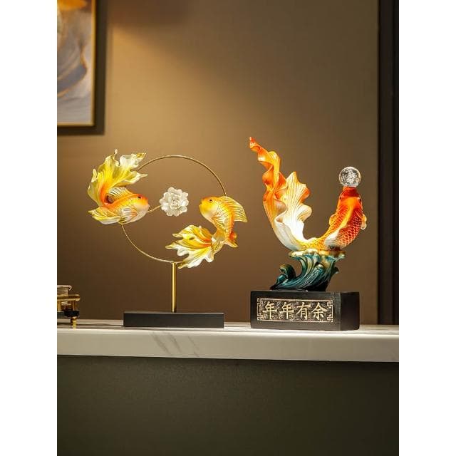 年年有餘辦公室錦鯉魚桌面開業招財擺件客廳酒櫃裝飾喬遷新居禮物