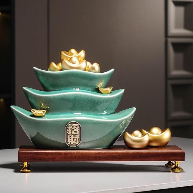 招財聚寶盆擺件新中式家居客廳辦公室博古架高檔裝飾品喬遷禮物