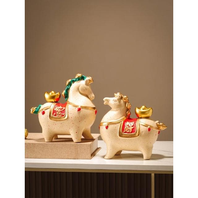 新中式陶瓷馬上有錢擺件辦公室玄關開業喬遷禮物客廳酒櫃裝飾品