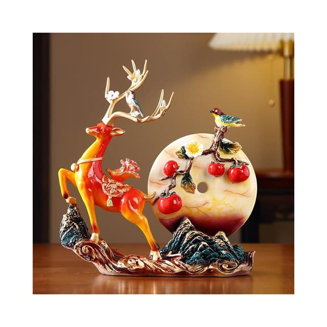 創意招財鹿擺件家居電視櫃酒櫃玄關仿真鹿拉玉裝飾品喬遷開業禮物