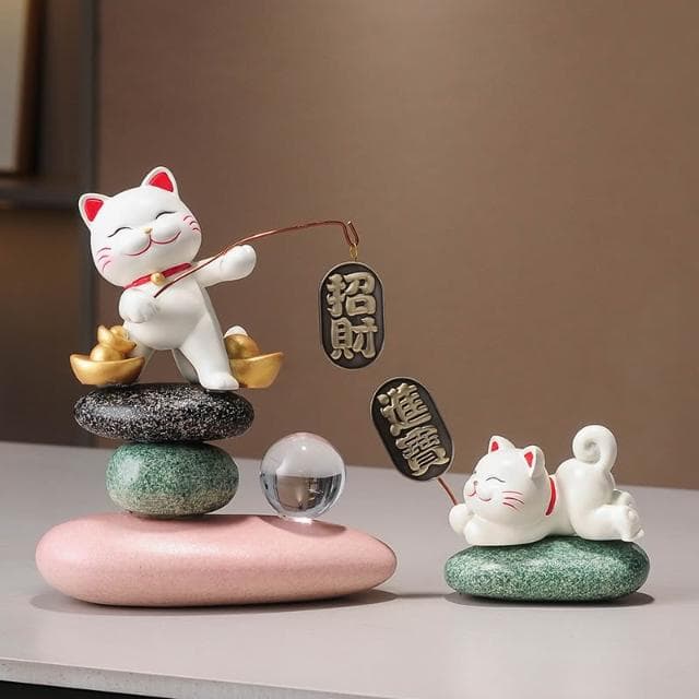 時來運轉招財貓擺件玄關客廳辦公室裝飾品店鋪前臺收銀臺喬遷禮物