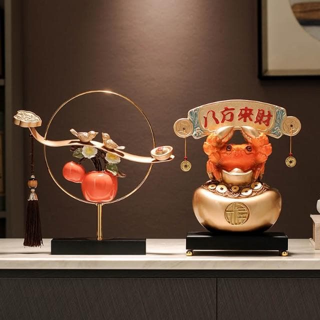 創意家居裝飾品辦公室酒櫃手中有錢八方來財擺件喬遷開業禮物高檔