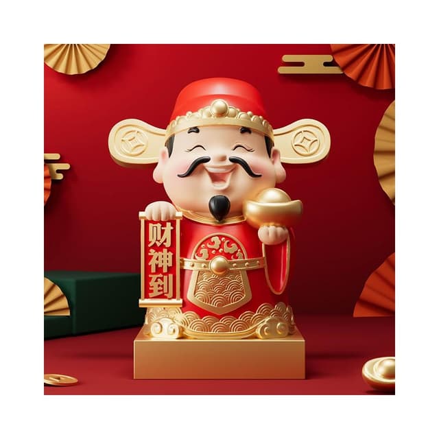國潮財神爺桌面擺件客廳電視櫃店鋪前臺辦公室招財裝飾品開業禮物