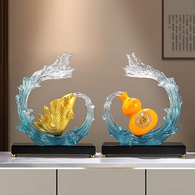 風生水起年年有魚葫蘆擺件入門玄關客廳高檔喬遷新居房禮物裝飾品