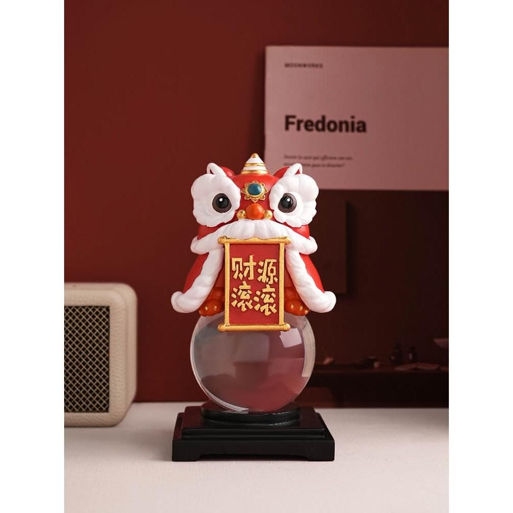 新中式醒獅水晶球擺件客廳玄關家居飾品店鋪前臺舞獅開業喬遷禮物