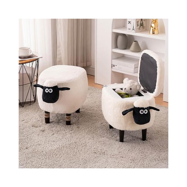 小羊肖恩換鞋凳矮凳化妝凳家用穿鞋凳梳妝凳可儲物拆洗凳喬遷禮物