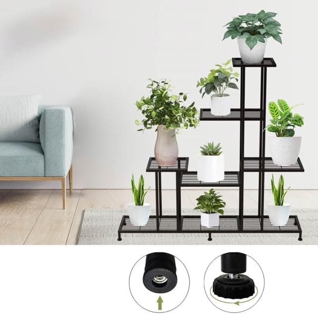 創意6層鐵藝花卉植物展示架，室戶外花園盆栽植物階梯架