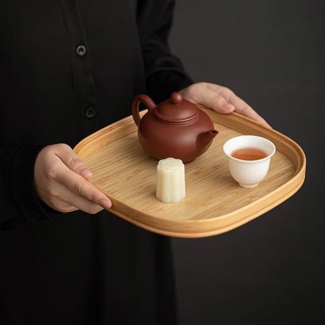 竹制託盤新中式茶道配件茶臺茶臺功夫茶具竹茶海簡約幹泡臺託盤