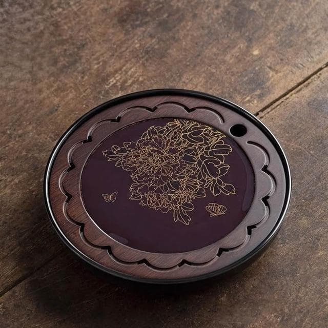竹制茶盤瀝水高檔家用茶具簡約託盤茶海圓形儲水排水小型幹泡茶臺