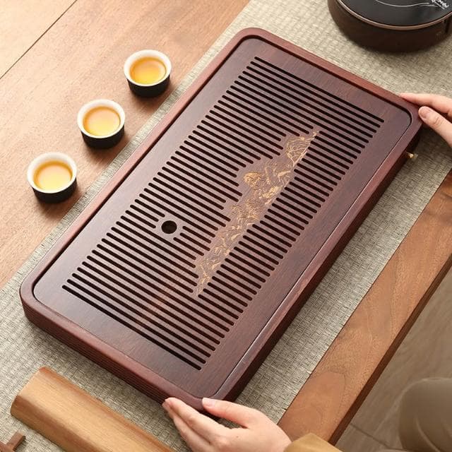 茶盤家用排水小號託盤竹制幹泡臺茶道輕奢功夫茶具簡約茶臺茶海