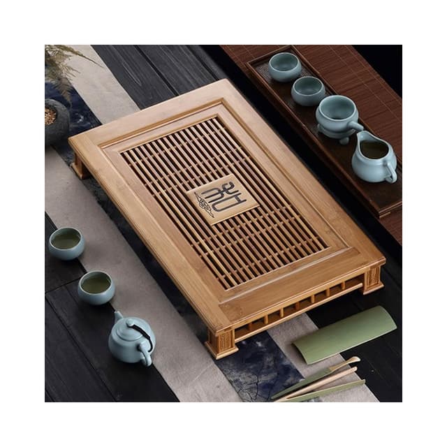 愛賞竹制茶盤功夫茶具大號茶託盤抽屜式蓄水排水茶海簡約茶臺茶託