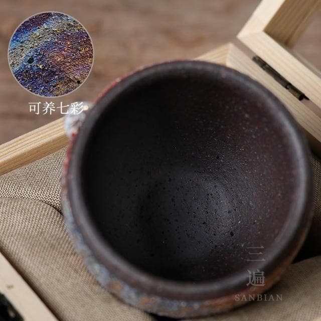 三遍 純手工柴燒岩礦茶杯茶具臺灣主人杯陶瓷功夫品茗單杯可養盞