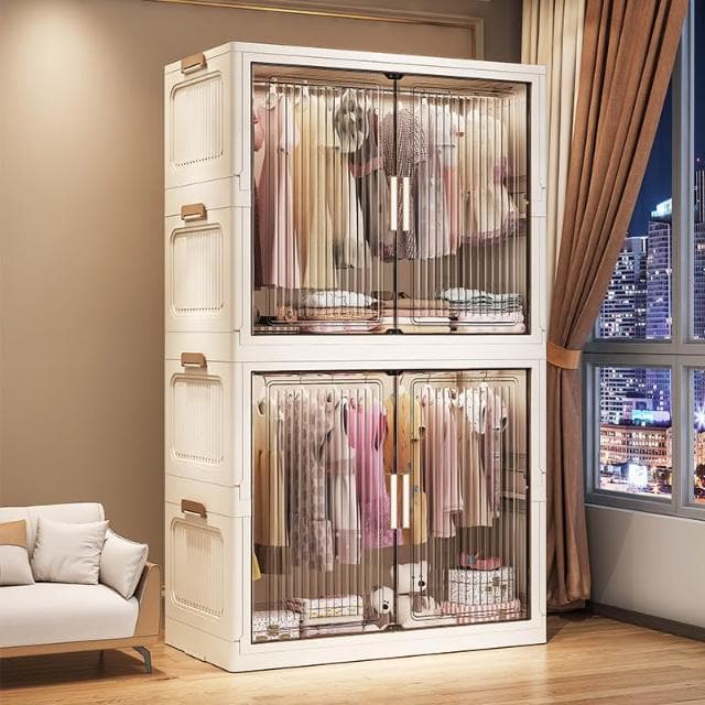 70-80寬簡易衣櫃寶寶衣服收納臥室嬰兒童折疊儲物櫃多層一件起批