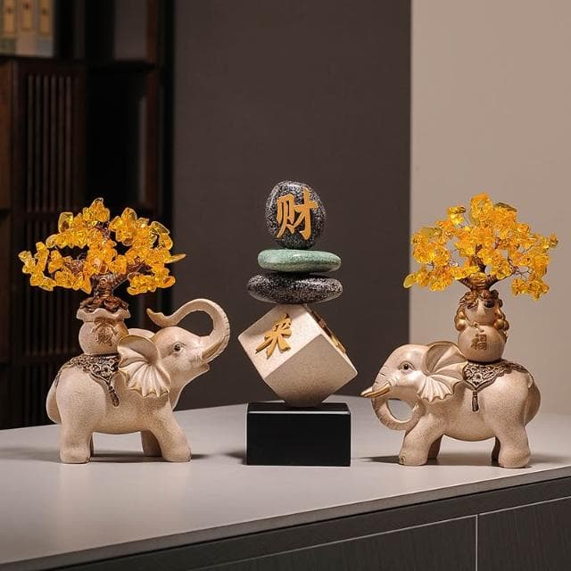 時來運轉八方來財桌面擺件辦公室高級感酒櫃裝飾品送喬遷開業禮物