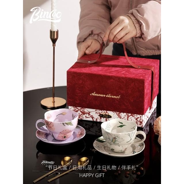 Bincoo陶瓷咖啡杯子套裝高檔精緻喬遷新家居結婚新婚禮物生日禮盒
