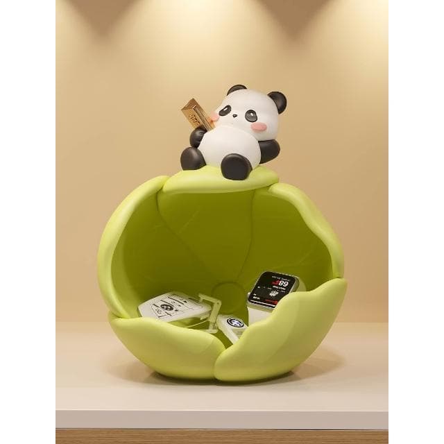 可愛熊貓入戶門玄關鑰匙收納擺件鞋櫃裝飾品創意家居喬遷新居禮物