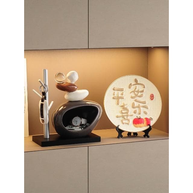 石來運轉鑰匙收納玄關擺件入戶客廳酒櫃電視櫃玄關裝飾品喬遷禮物