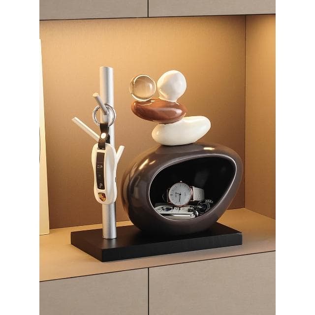 石來運轉鑰匙收納玄關擺件入戶客廳酒櫃電視櫃玄關裝飾品喬遷禮物