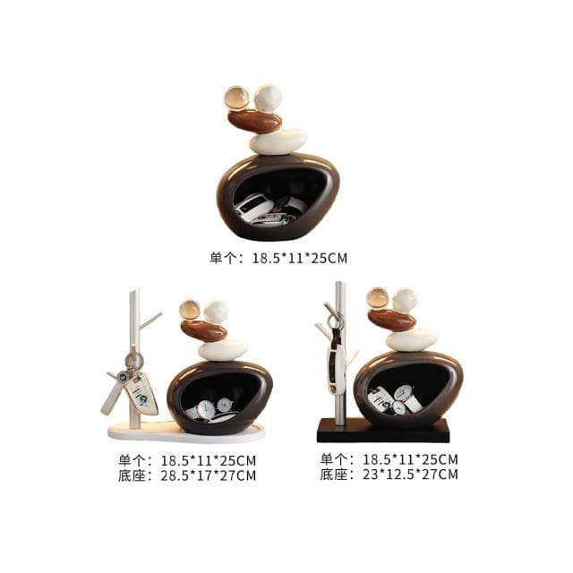 石來運轉鑰匙收納玄關擺件入戶客廳酒櫃電視櫃玄關裝飾品喬遷禮物