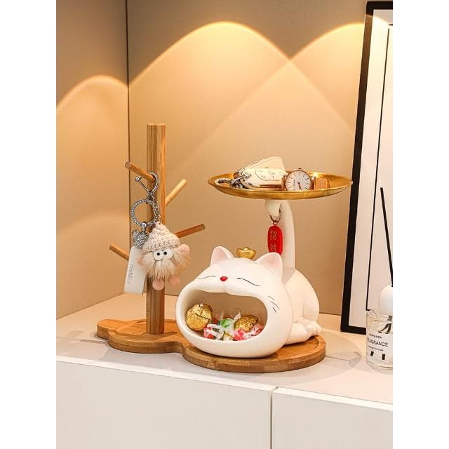 招財貓玄關鑰匙收納擺件入戶鞋櫃客廳桌面置物架家居裝飾喬遷禮品