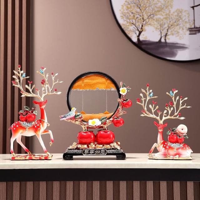 流沙畫沙漏客廳鹿擺件電視櫃酒櫃玄關裝飾品喬遷新居禮品結婚禮物