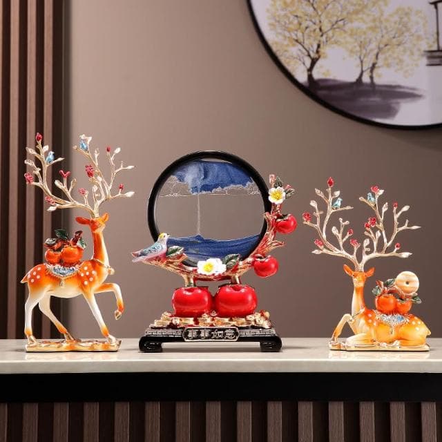 流沙畫沙漏客廳鹿擺件電視櫃酒櫃玄關裝飾品喬遷新居禮品結婚禮物