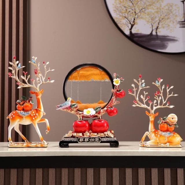 流沙畫沙漏客廳鹿擺件電視櫃酒櫃玄關裝飾品喬遷新居禮品結婚禮物