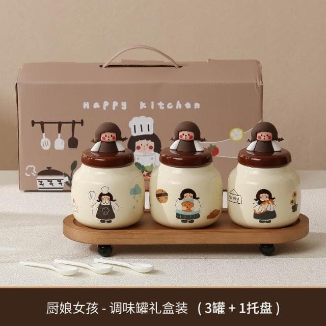 日式調料罐套裝家用廚房收納盒陶瓷調味罐瓶味精鹽罐喬遷新居禮物