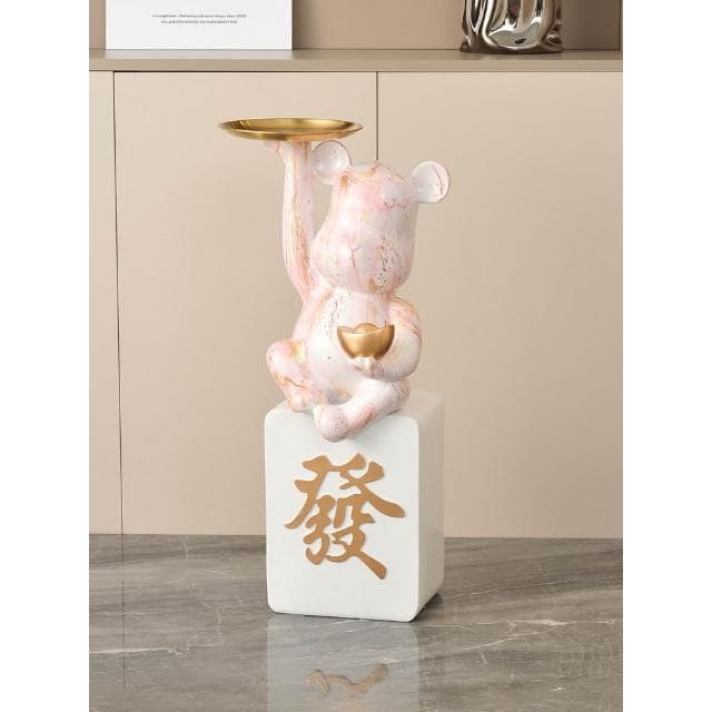 網紅新年招財暴力熊託盤落地大擺件客廳家居開業禮物喬遷裝飾禮品