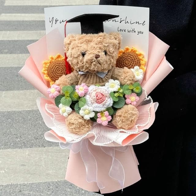 創意可愛畢業花束禮物可愛小熊玩偶公仔成人禮中高考送女生男生