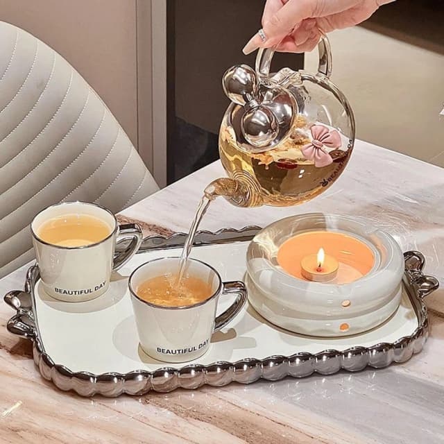 Jimi 集米 高顏值花茶茶具套裝 家用好物下午茶茶杯全套 可加熱茶壺喬遷禮 茶器套裝 禮盒裝