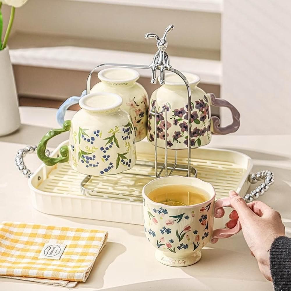 Jimi 集米 精緻下午茶杯子套装 高顏值陶瓷杯 家用喝水壶杯子 客厅水杯茶杯 喬遷新居禮物