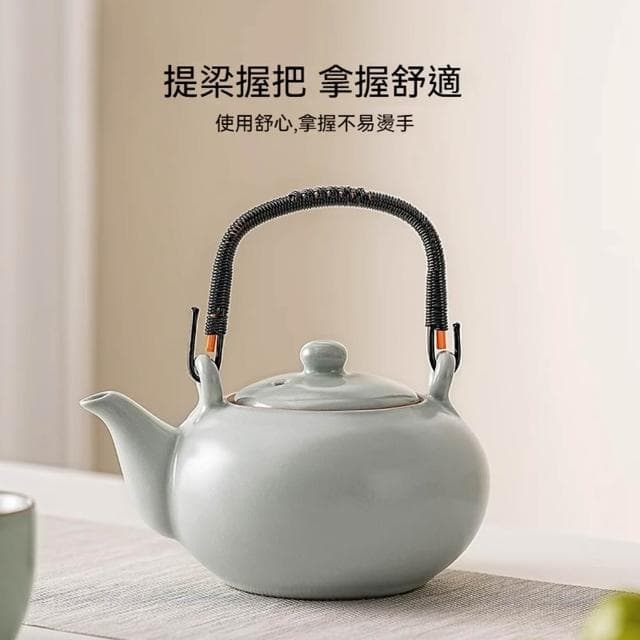 Jimi 集米 天青汝窯茶壺 家用茶具套裝 客廳陶瓷大容量泡茶提梁壺 功夫茶杯茶具