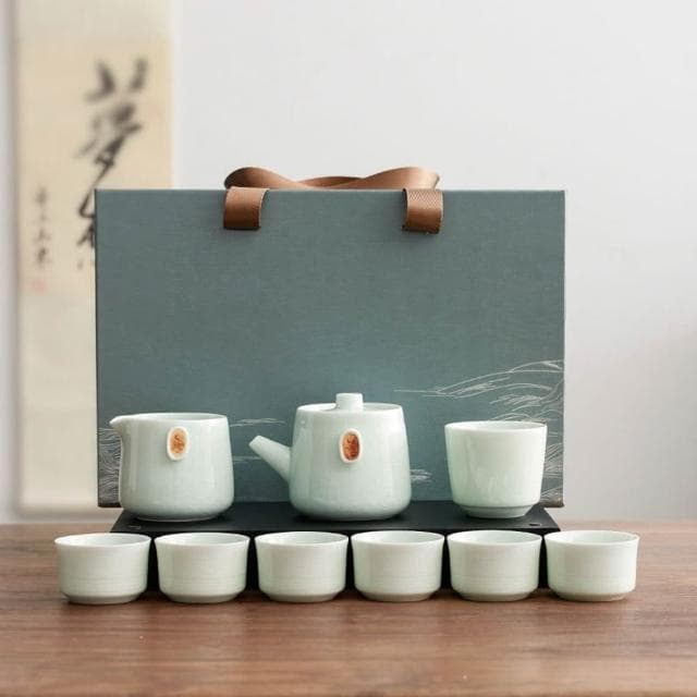 Jimi 集米 陶瓷功夫茶具組 家用泡茶壺 簡約茶壺茶杯 便攜式戶外旅行茶具 禮盒裝